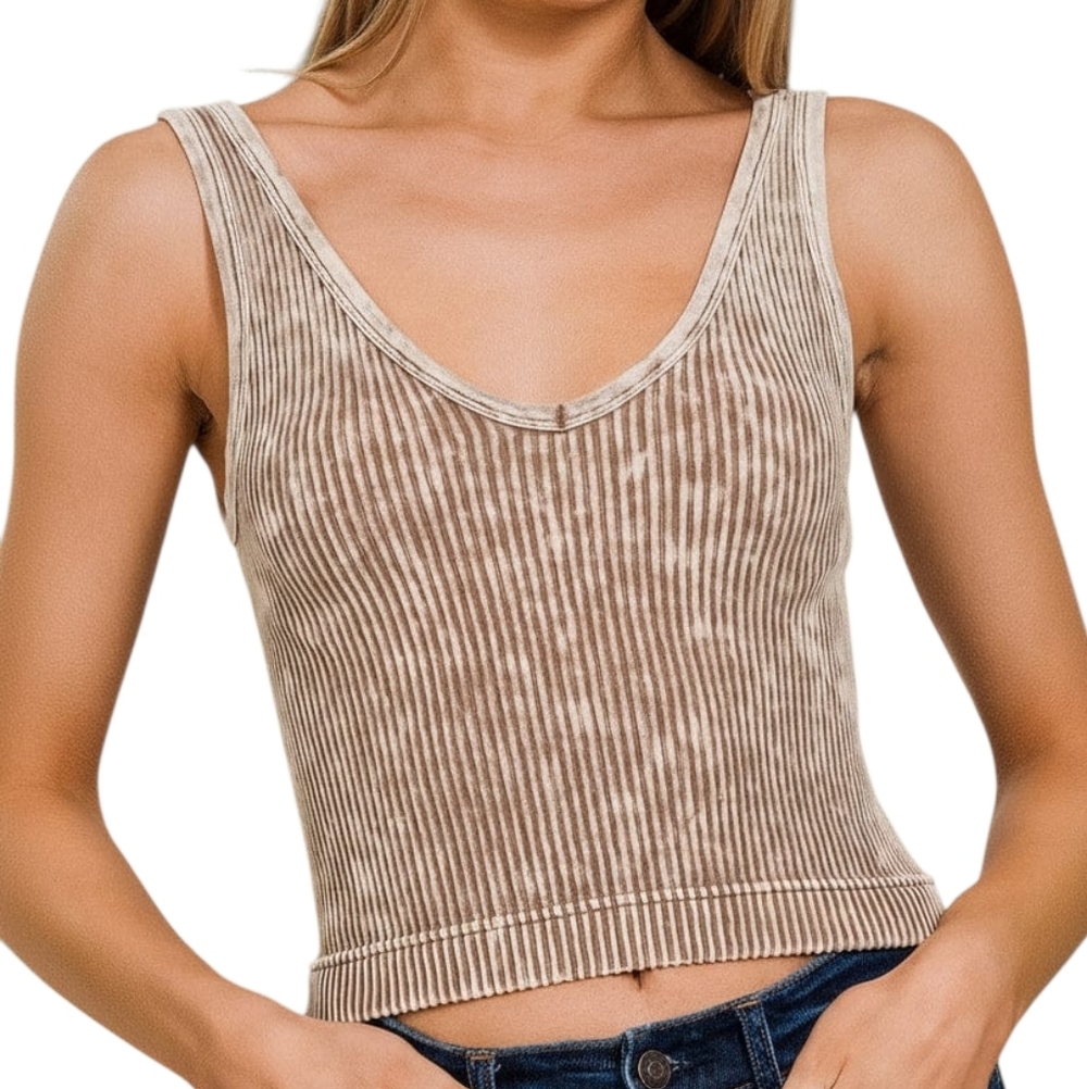 NWT Zenana Ribbed Tank Top Women Size S M Tan